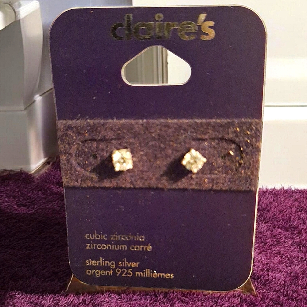 Claire's Sterling Silver Cubic Zirconia Stud Earrings